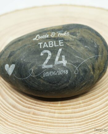 galet gravé avec numérotation de table au laser