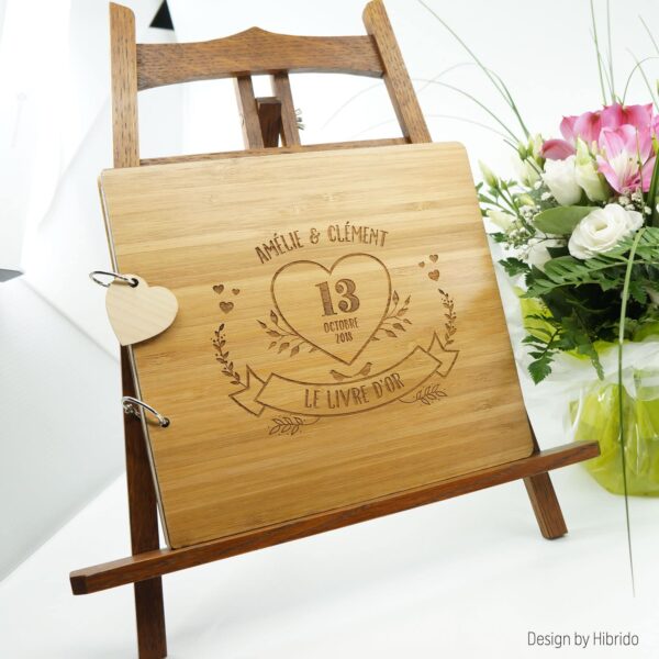 Livre d'or en bois personnalisé pour mariage ou évènements