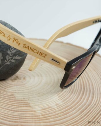 Lunette en bambou personnalisable Mr & Mrs