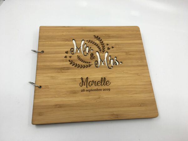 Livre d'or Mr & Mrs personnalisé Bambou