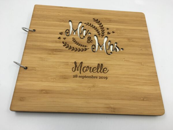 Livre d'or Mr & Mrs personnalisé Bambou