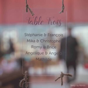 Plan de table de mariage en plexi