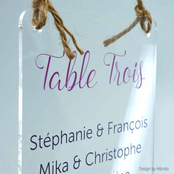 Plan de table de mariage transparent