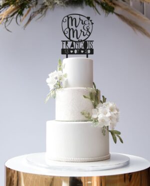 Cake topper Mr & Mrs noir