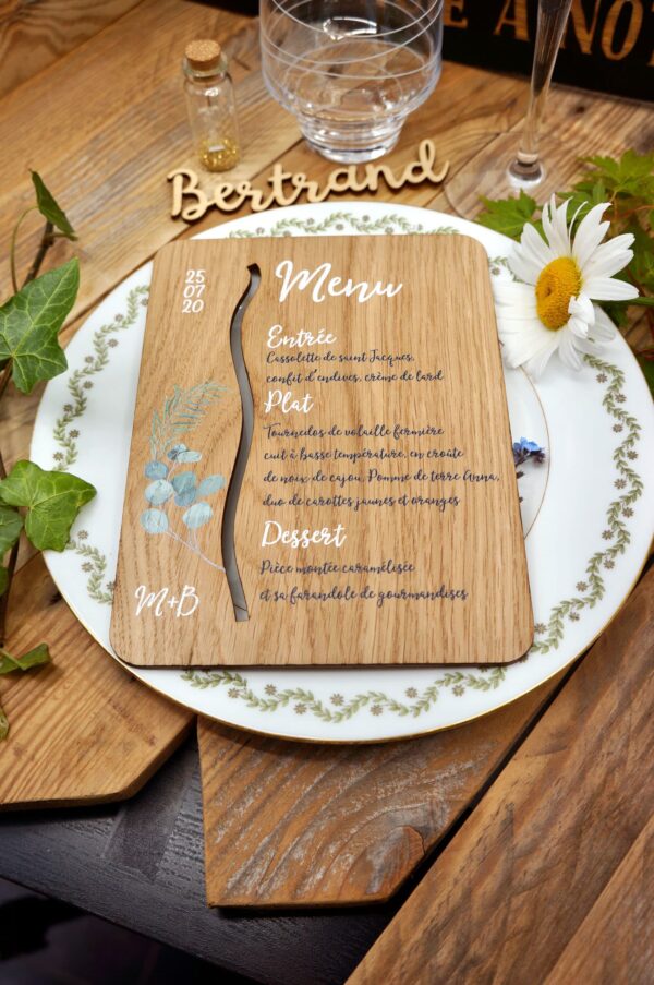 Menu pour Mariage thème Eucalyptus