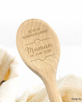 cuillère bois anniversaire élégante