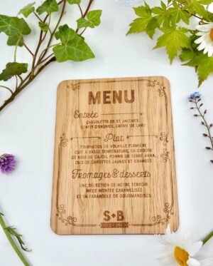 menu style anglais romantique