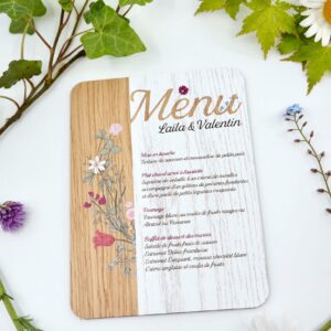 menu en bois mariage champêtre