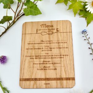 menu en bois thème infini