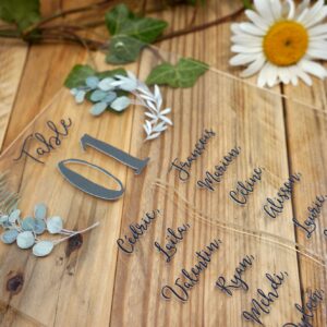 Plan de table en plexi pour mariage