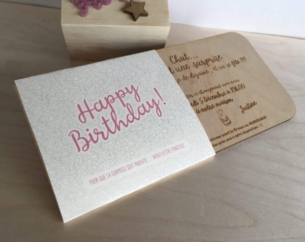 Invitation anniversaire fourreau Rose