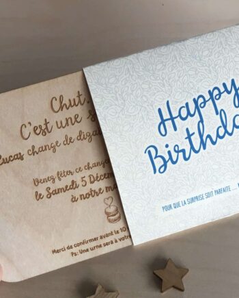 Invitation anniversaire fourreau bleu