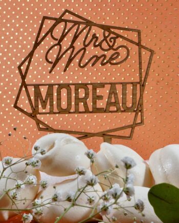 cake topper en bois hexagone