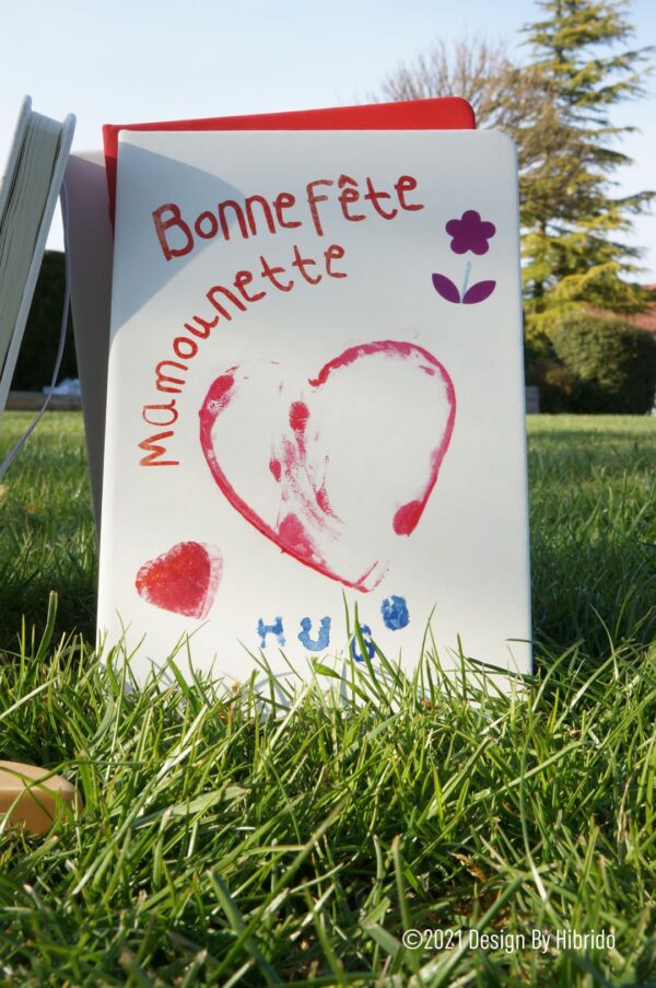 carnet Bonne fête maman personnalisé avec dessin enfant