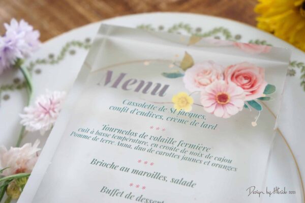 Menu mariage bloc plexiglas