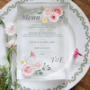 menu transparent mariage