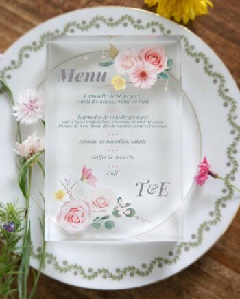 menu transparent mariage