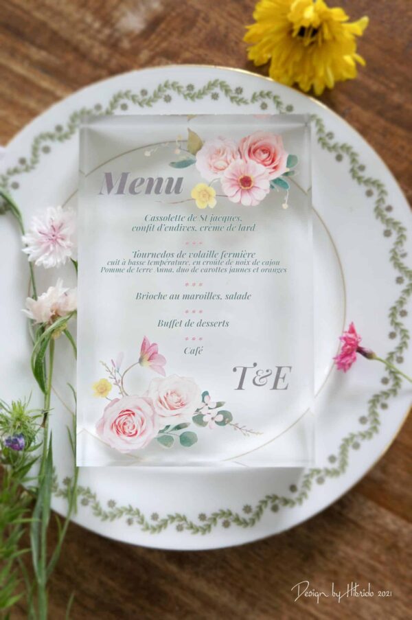 menu transparent mariage