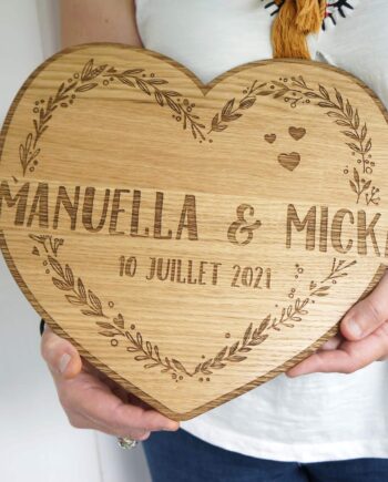 pancarte en bois mariage coeur