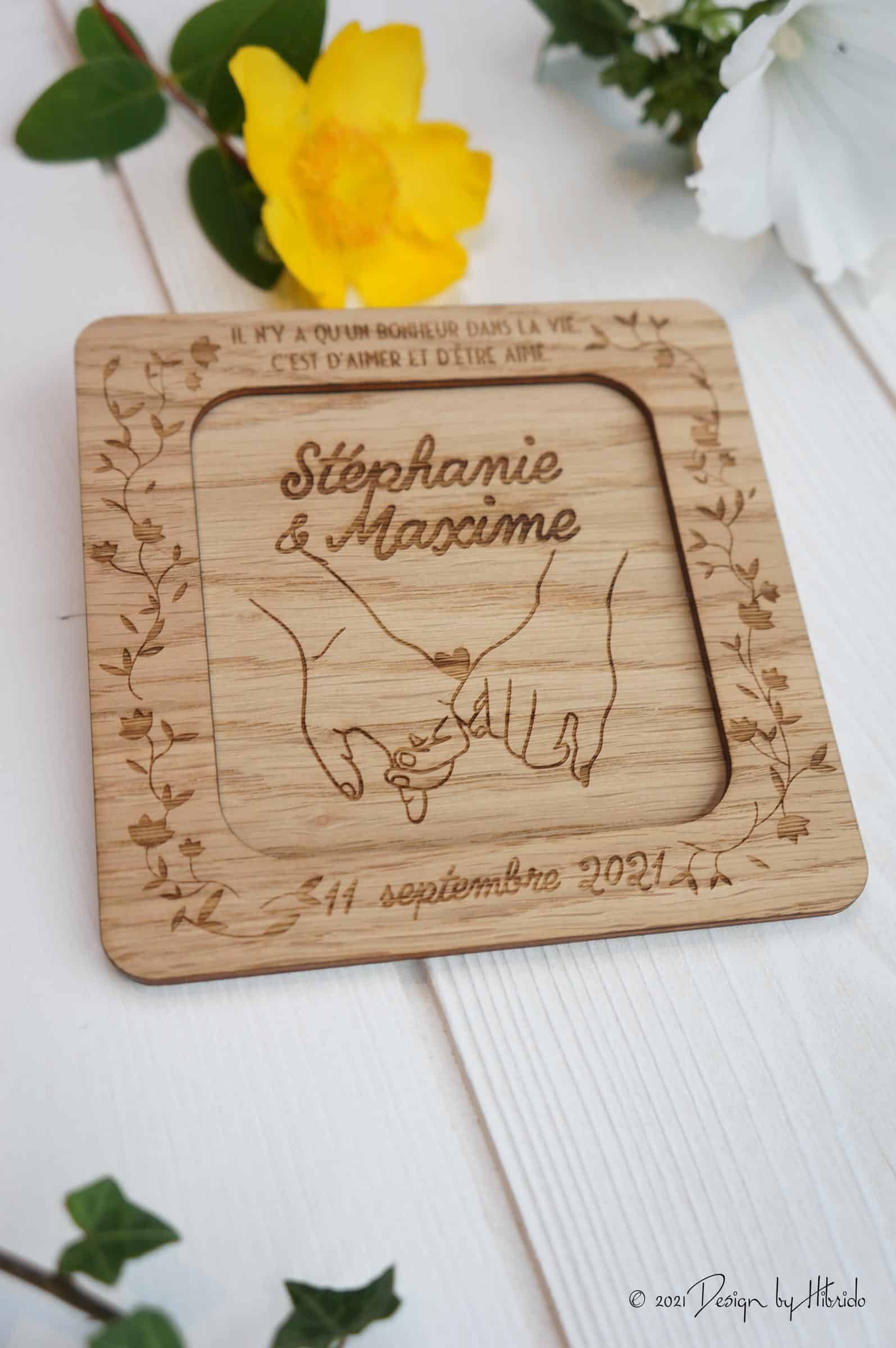 Cadeau d'anniversaire et de mariage en bois en forme de cœur pour le  mariage d'anniversaire de Noël