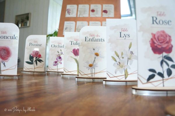 Nom table mariage nature chic plexiglas et bois