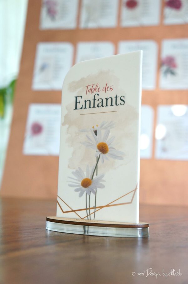 Nom table mariage nature chic plexiglas et bois