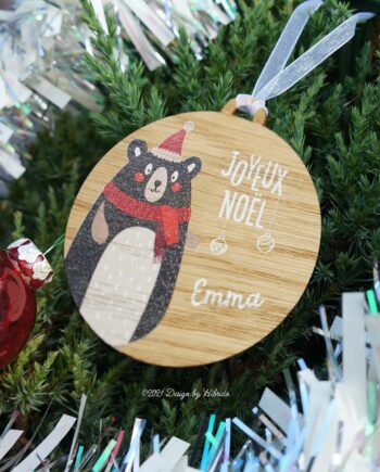 Boule de Noël ourson personnalisée