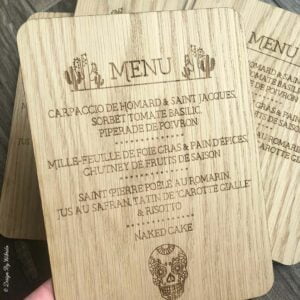 Menu en bois Thème de La Calavera