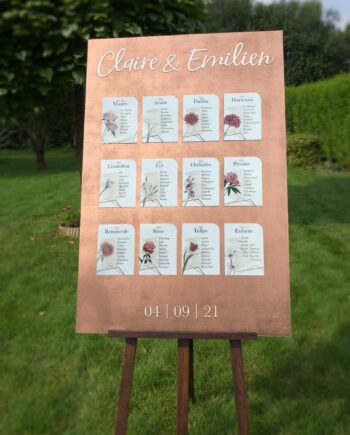 Plan de table mariage champêtre "Claire & Emilien"