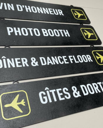 panneau directionnel mariage thème voyage