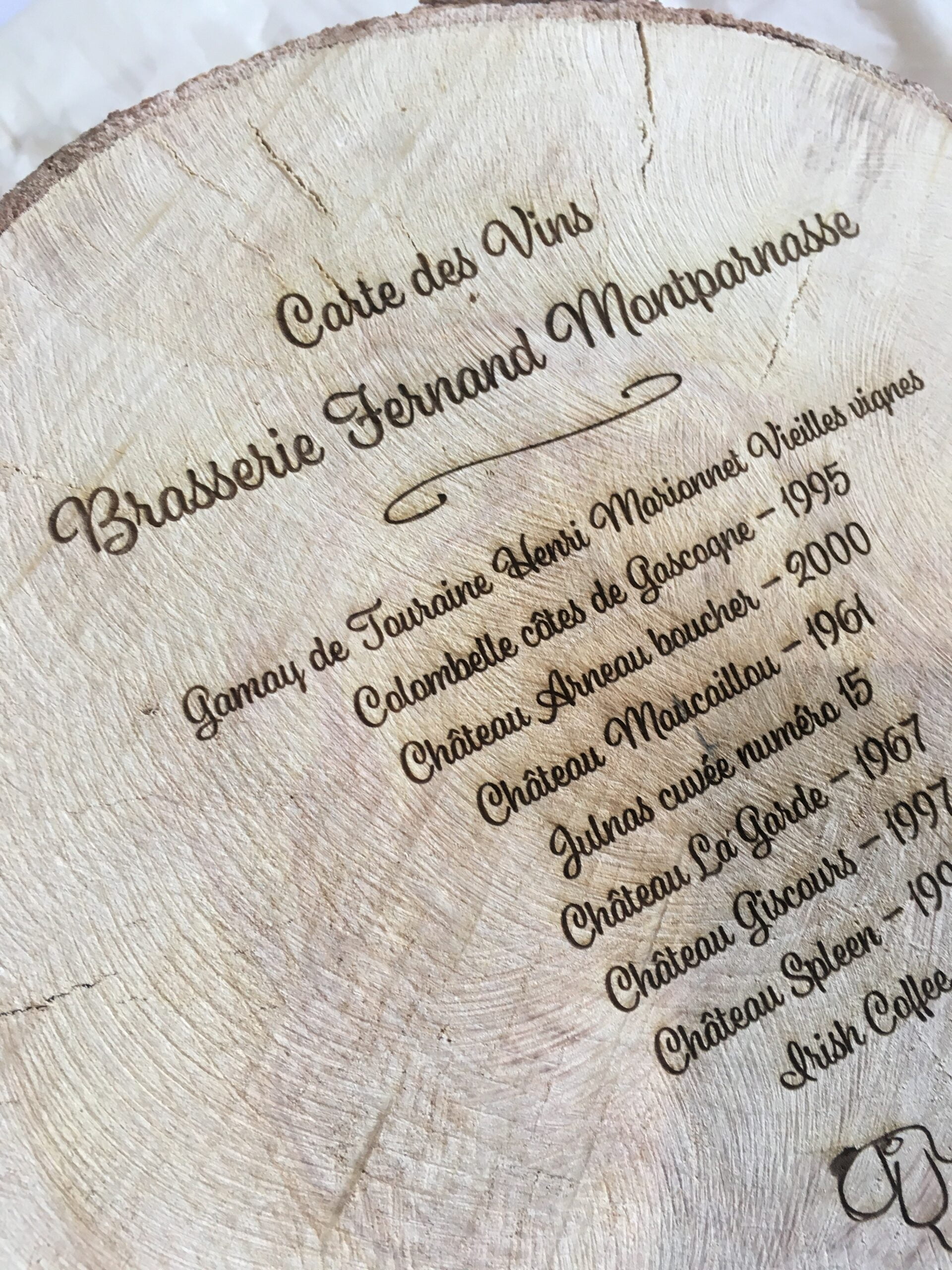 Carte des boissons Chez Fernand - Paris