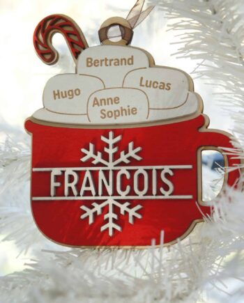 Décoration de noël personnalisée : tasse rouge