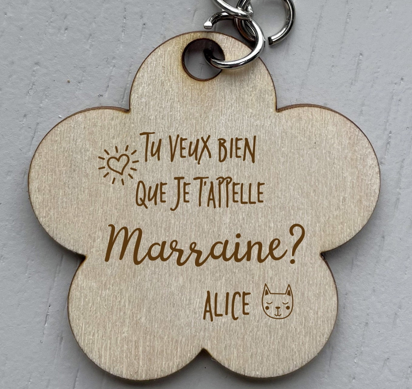 Cadeau Parrain, Marraine: Porte clé personnalisé - Design By Hibrido