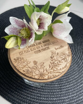 Couvercle en bois pour vase- Fête des mères