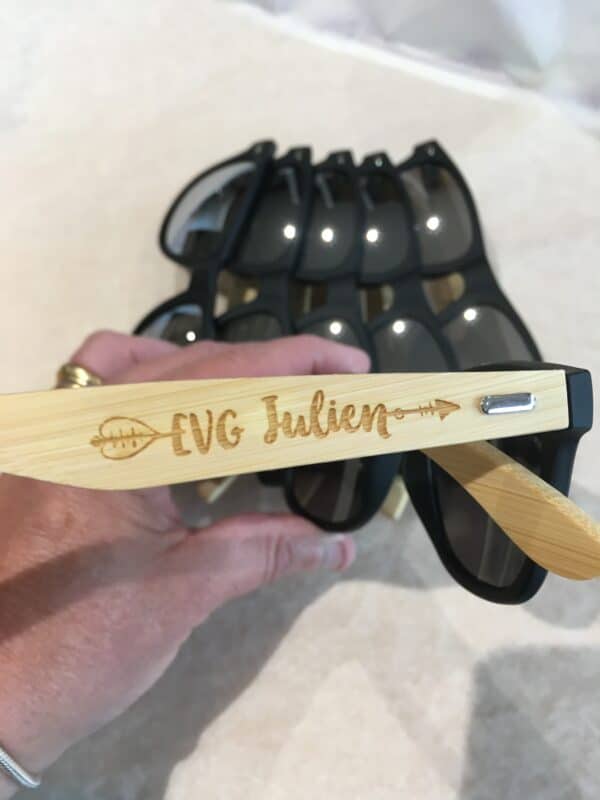 lunettes de soleil pour evg, branches bois personnalisées