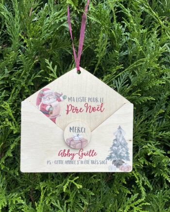 enveloppe en bois pour lettre au père noël